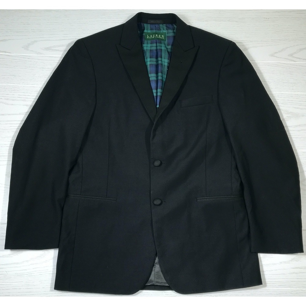 Ralph Lauren Tuxedo Jacket 40R Black Wool 2 Button Super 100s Worsted Wool Prom